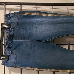 Girl's elastic waist jeans with gold stripe